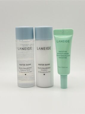 LANEIGE Mini Water Bank Blue Hyaluronic Toner Emulsion + Smoothie Serum Set NEW